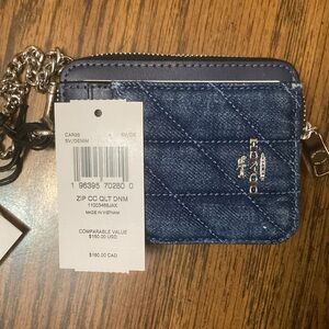 Coach Zip Card Case in Denim/Silver With Dust bag, NWT